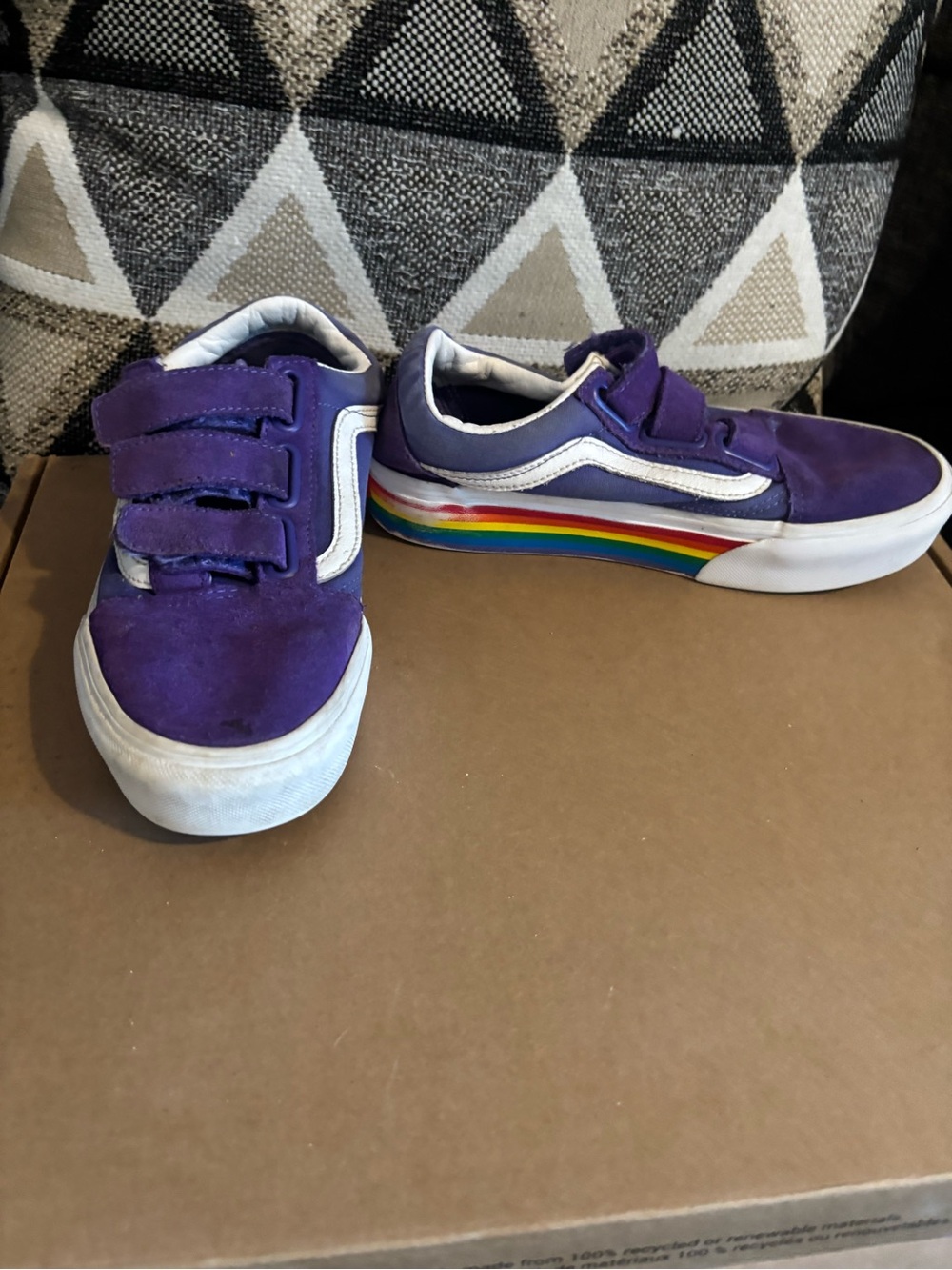 Vans Purple Sneakers with Rainbow Stripe